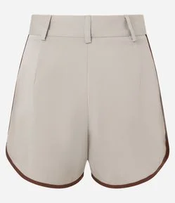 Short em Alfaiataria com Barra Contrastante e Passantes no Cós