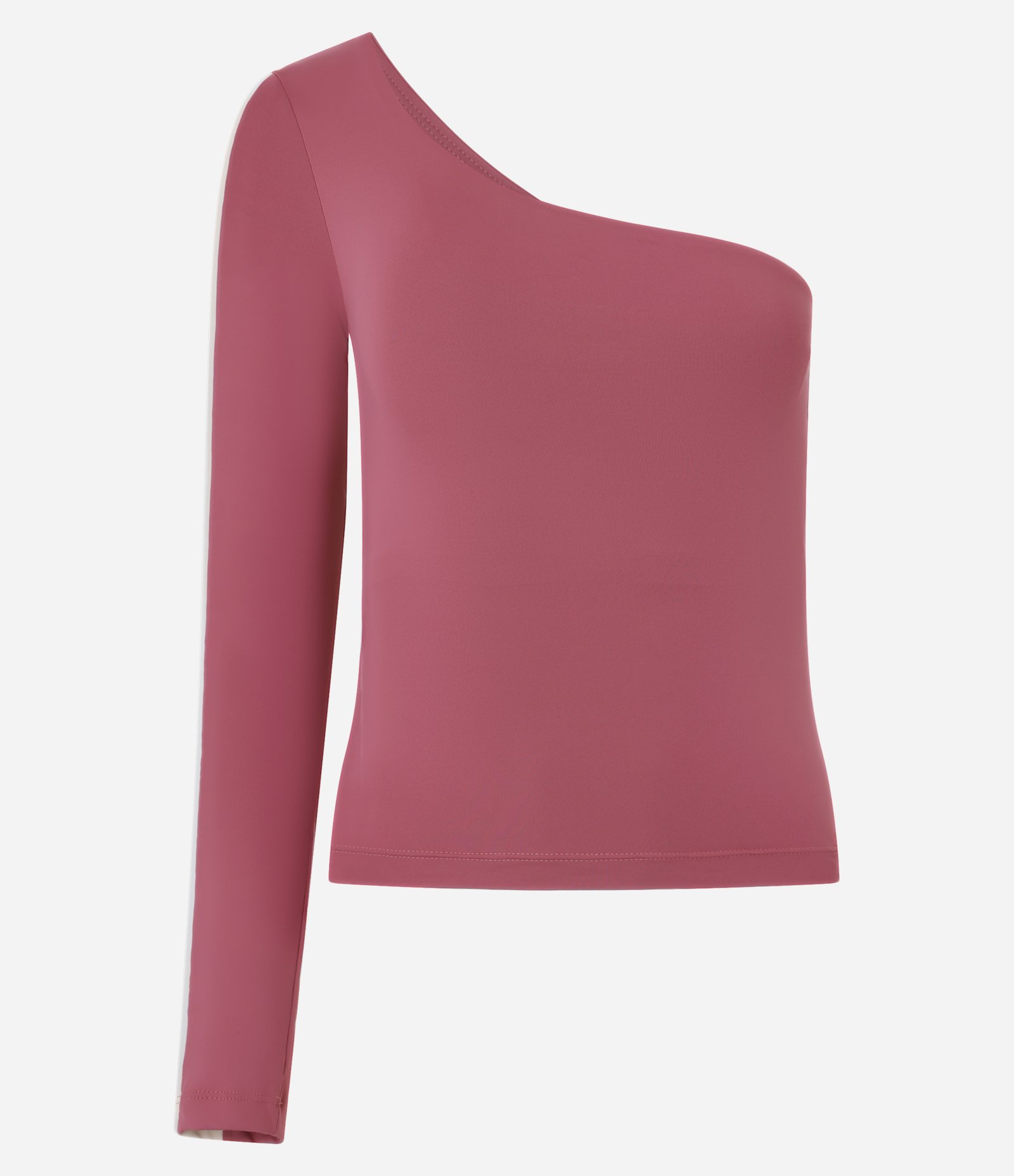 Blusa Ombro Único em Microfibra com Recorte Contrastante na Manga Rosa 5