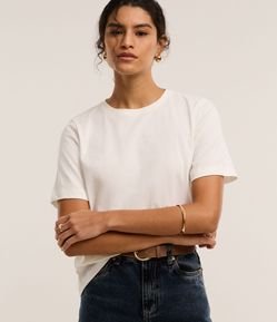 Camiseta Básica em Cotton com Gola Redonda