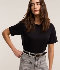 Camiseta Básica em Cotton com Gola Redonda