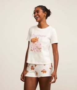 Pijama Short Doll em Algodão com Estampa Capidreams