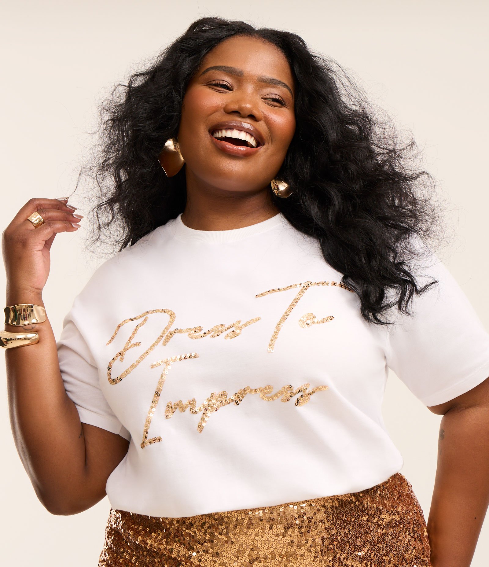 Blusa com Paetê Coleção Rita Carreira Curve & Plus Size Branco 4