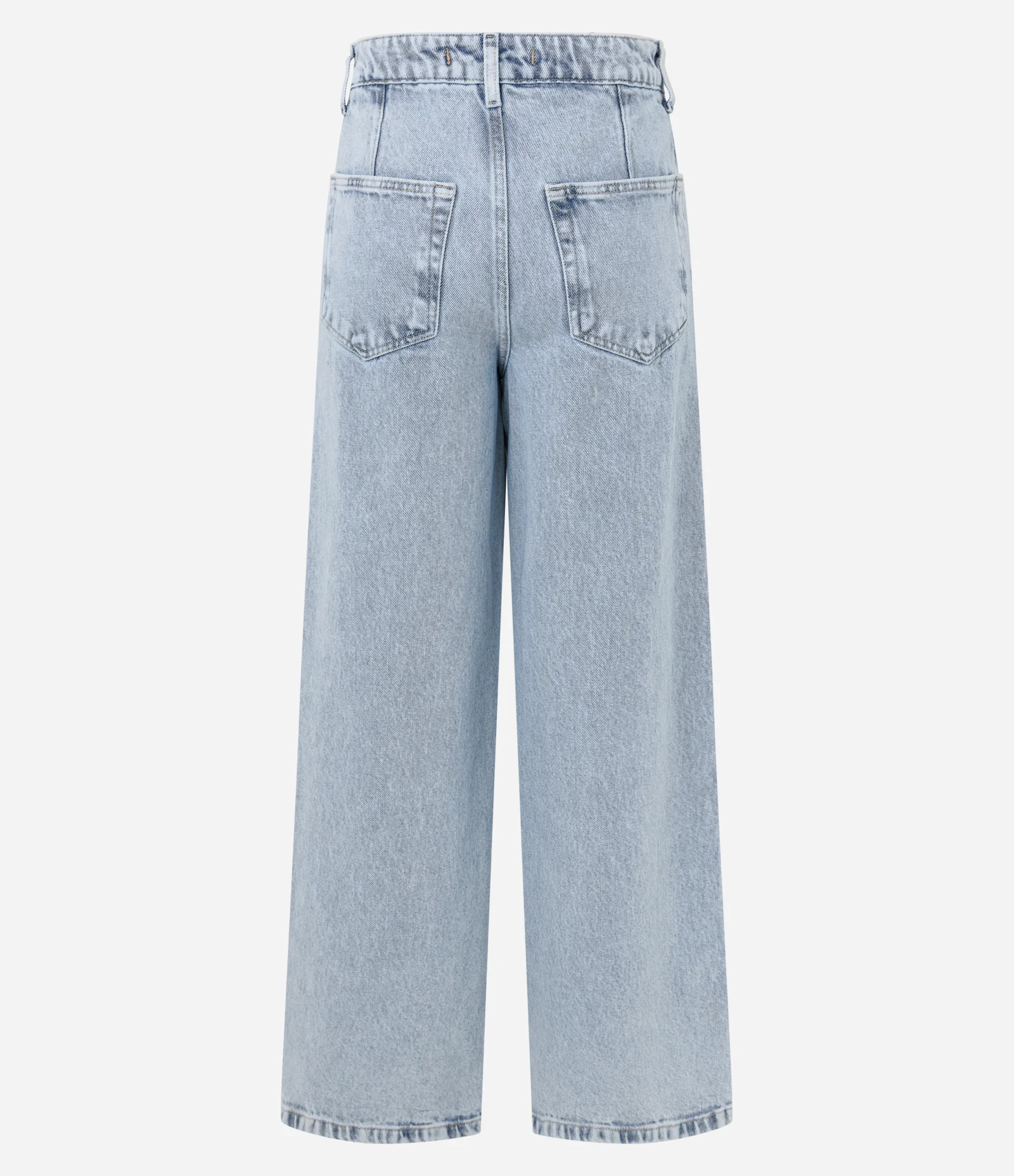 Calça Wide Leg em Jeans Marmorizada com Fenda Lateral Azul 2