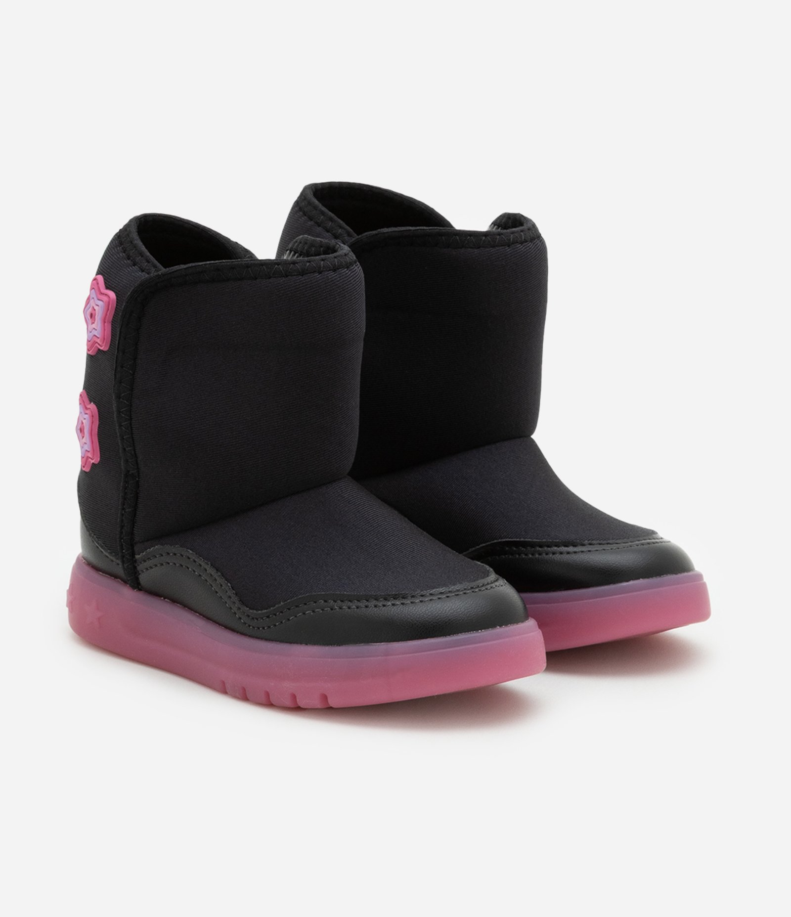 Bota Infantil com Patch de Estrelinhas e Sola LED Molekinha - Tam 20 ao 25 Preto 1