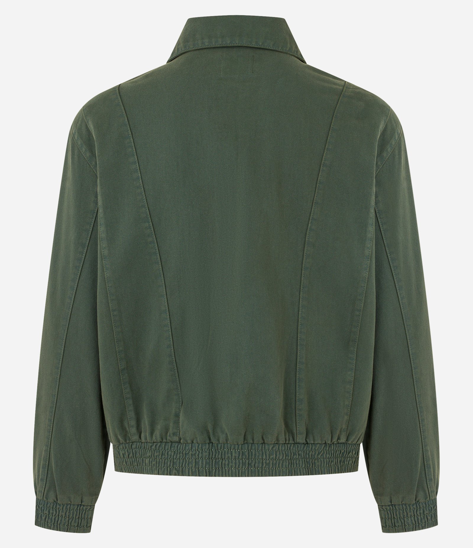 Jaqueta Boxy em Sarja com Algodão Agroecológico e Recortes Verde 7