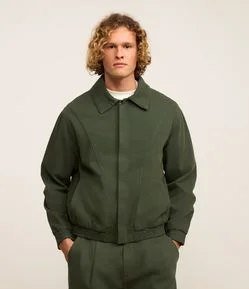 Jaqueta Boxy em Sarja com Algodão Agroecológico e Recortes