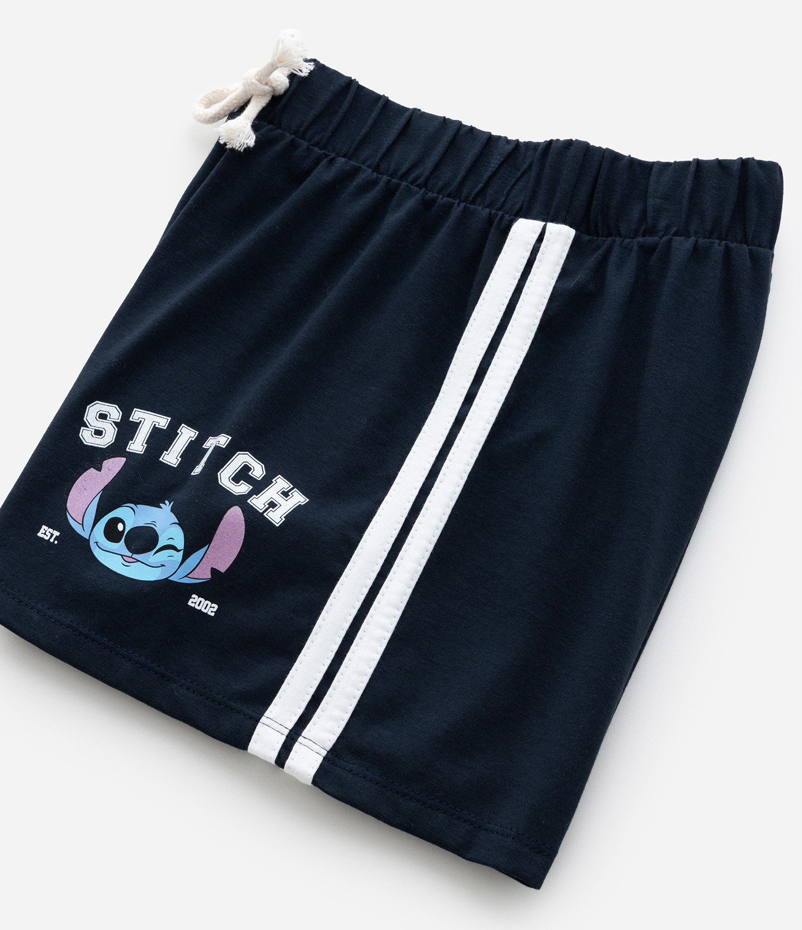 Short Infantil com Listras e Estampa do Stitch - Tam 5 a 14 Anos Azul Escuro 4