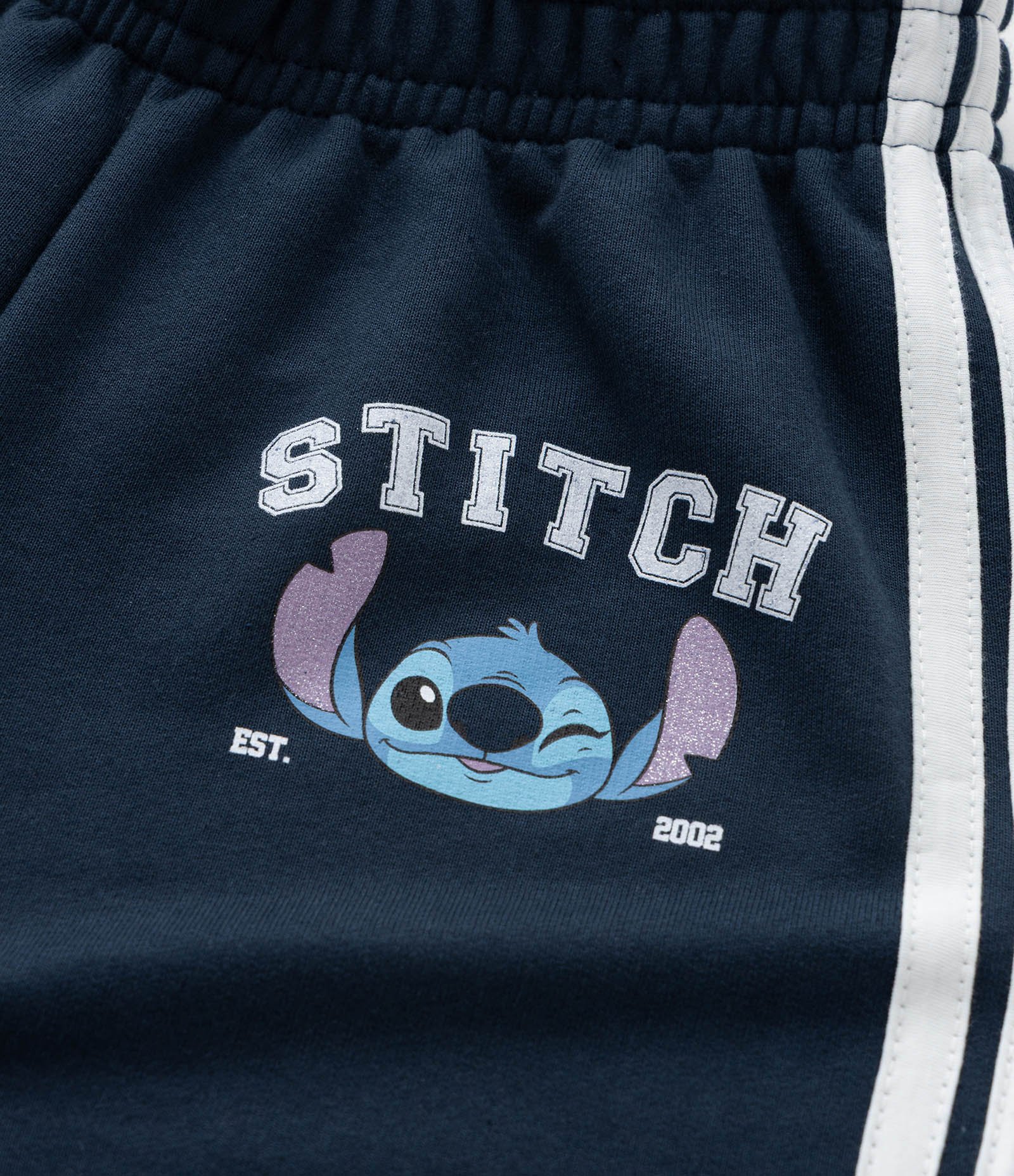 Calça Wide Leg Infantil com Listras e Estampa Stitch - Tam 7 a 14 Anos Azul 6