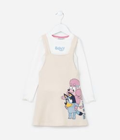 Vestido Infantil com Sobreposição e Estampa Bluey - Tam 1 a 6 Anos