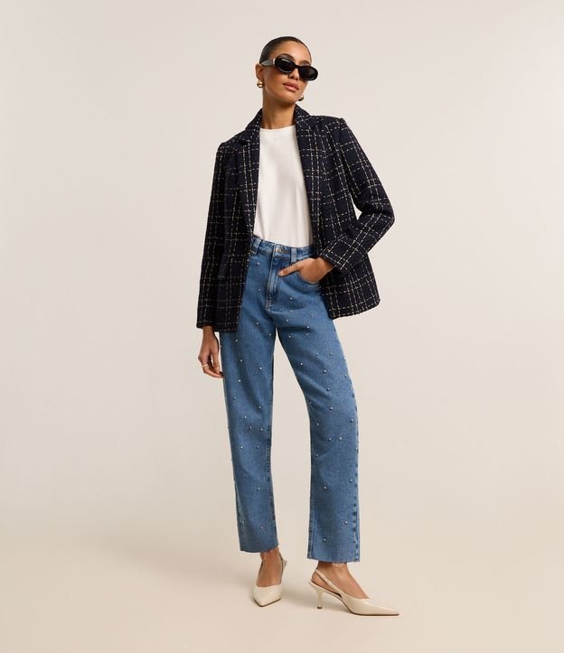 Calça Mom Jeans com Brilhos Aplicados