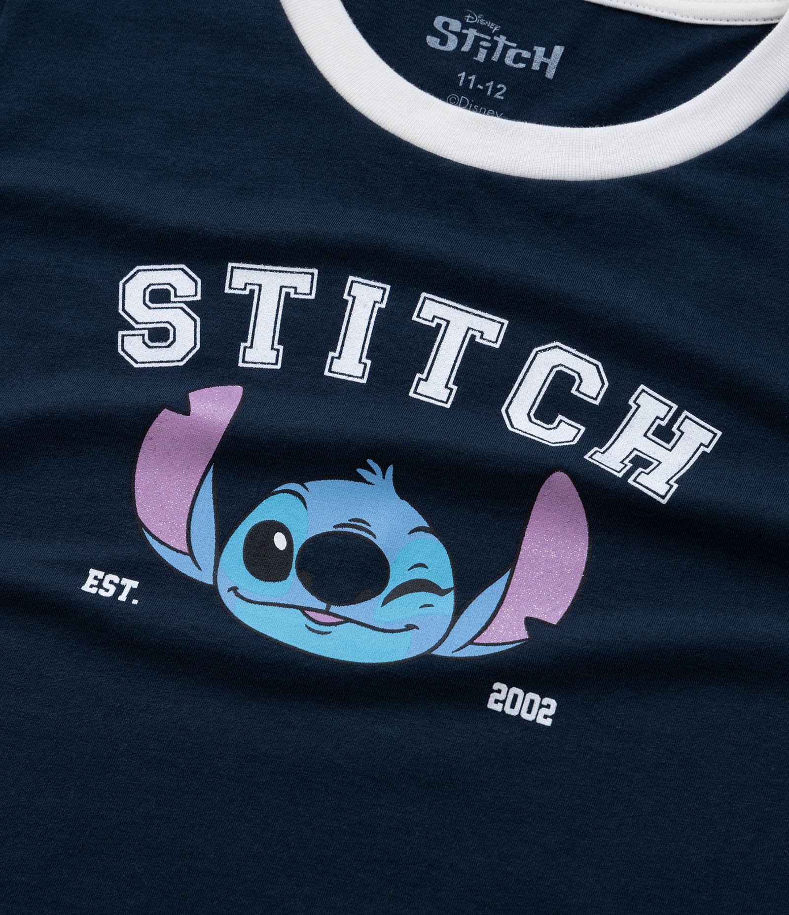 Blusa Infantil Com Estampa do Stitch College - Tam 7 a 14 Anos Azul Escuro 5