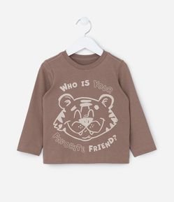 Camiseta Infantil com Estampa Carinha de Tigre - Tam  1 a 6 Anos