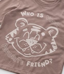 Camiseta Infantil com Estampa Carinha de Tigre - Tam  1 a 6 Anos