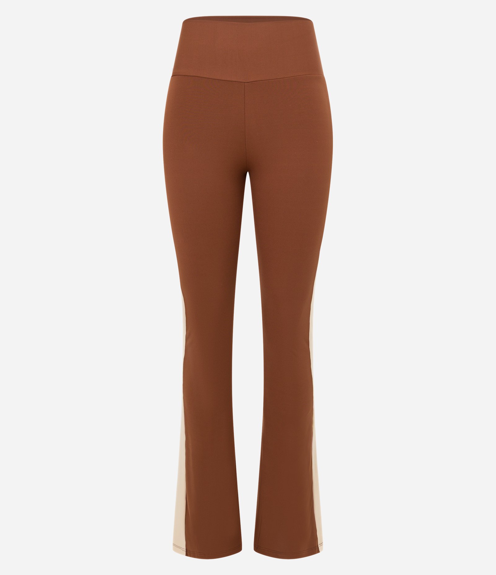 Calça Flare Esportiva em Microfibra com Faixa Lateral Contrastante Marrom 6