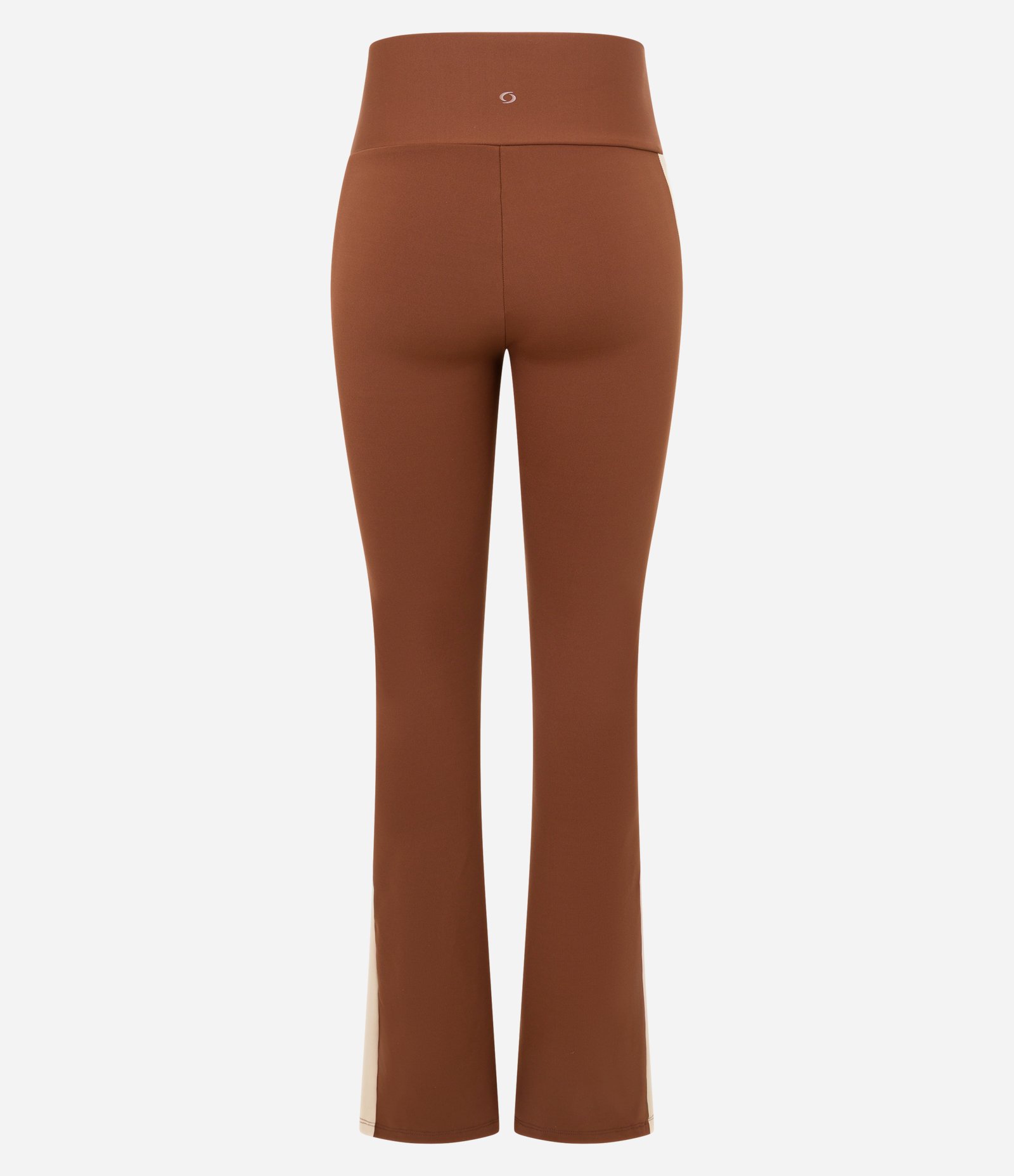 Calça Flare Esportiva em Microfibra com Faixa Lateral Contrastante Marrom 7