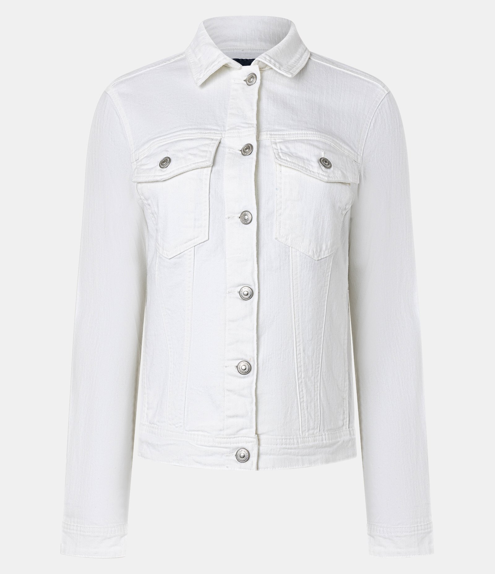 Jaqueta Trucker em Sarja com Elastano e Bolsos Branco 6