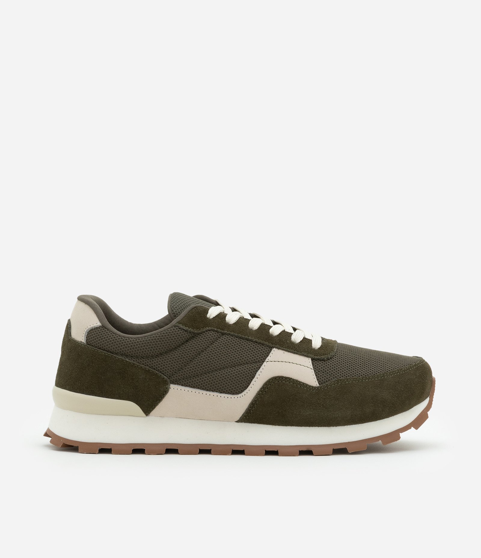 Tênis Jogging em Material Sintético com Textura Verde