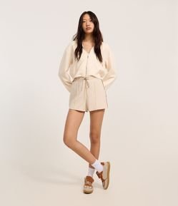 Short Regular em Helanca com Cós Elástico e Cordão Bicolor