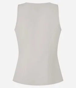 Colete Alongado em Alfaiataria com Bolsos Aplicados