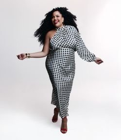 Saia Midi Acetinada Coleção Rita Carreira Curve & Plus Size