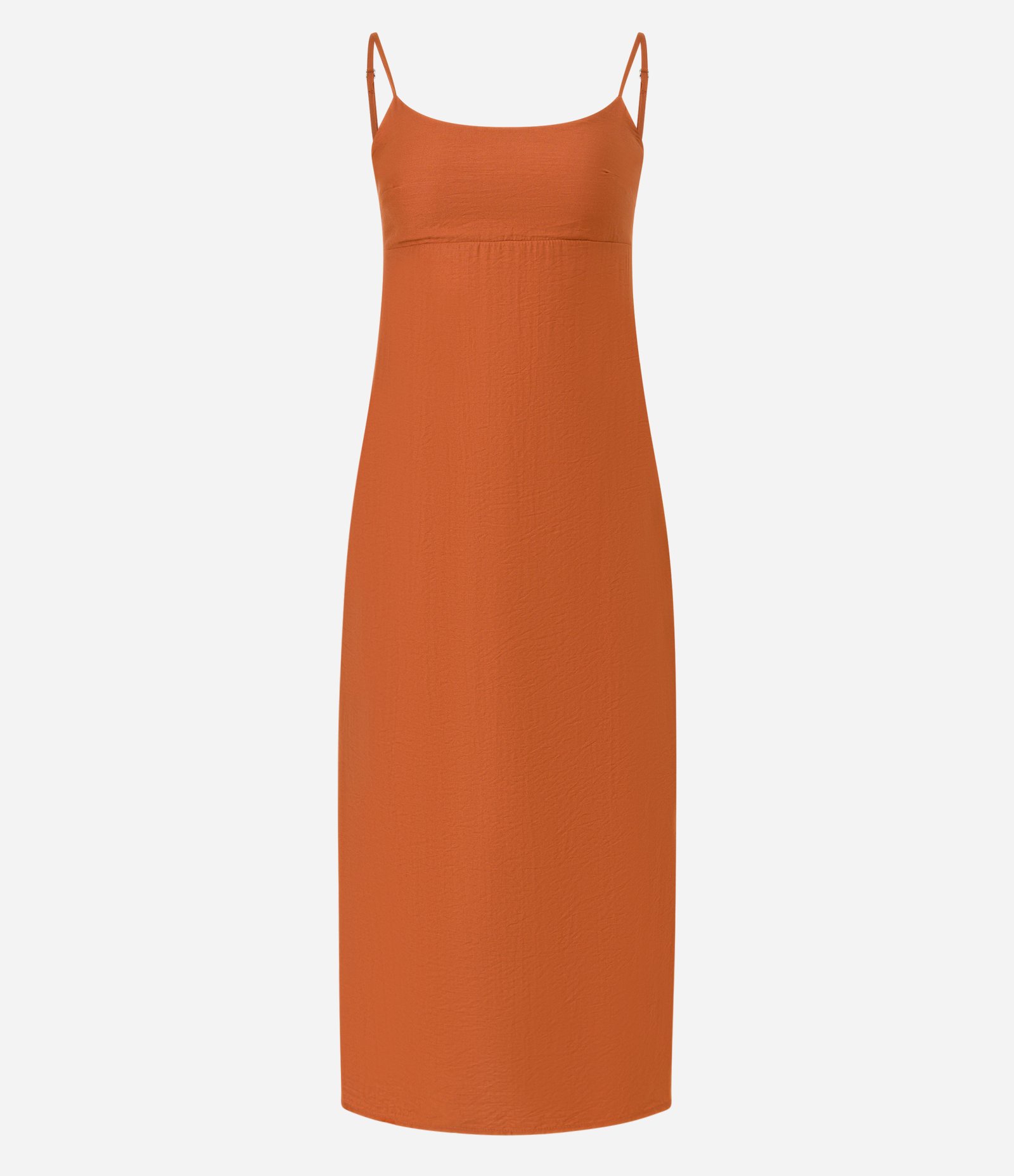Vestido New Midi com Alça Fina e Zíper nas Costas Terracota 1
