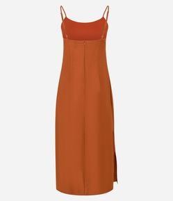 Vestido New Midi com Alça Fina e Zíper nas Costas