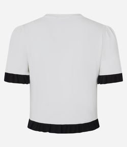 Blusa em Ribana com Babados na Barra e Mangas