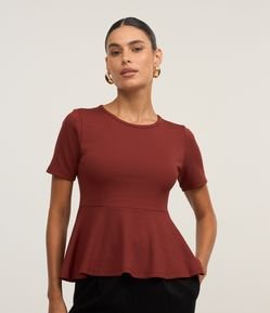 Blusa Peplum em Ribana com Babado na Barra