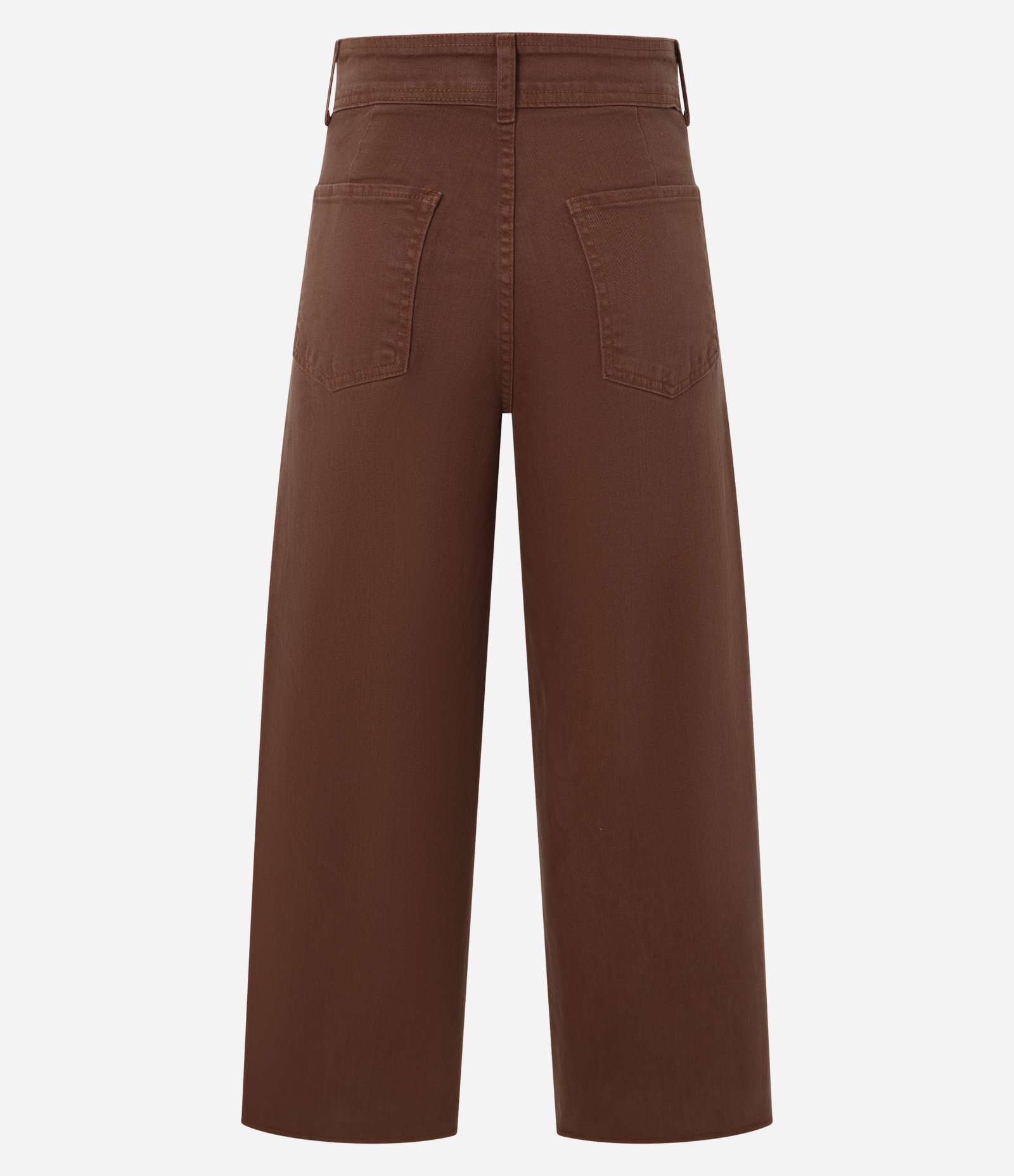 Calça Cropped em Sarja com Barra Desfiada Marrom 6