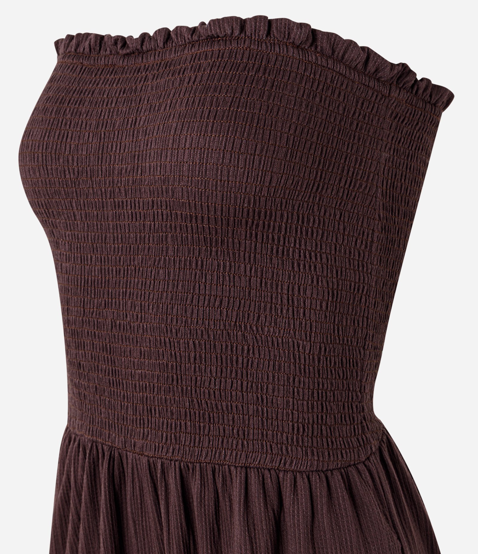 Macacão Wide Leg Texturizado com Lastex Marrom 5