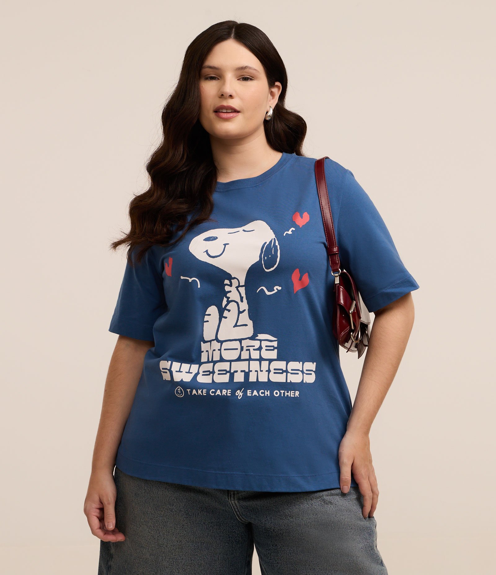 Camiseta em Algodão com Estampa do Snoopy Curve & Plus Size Azul 1