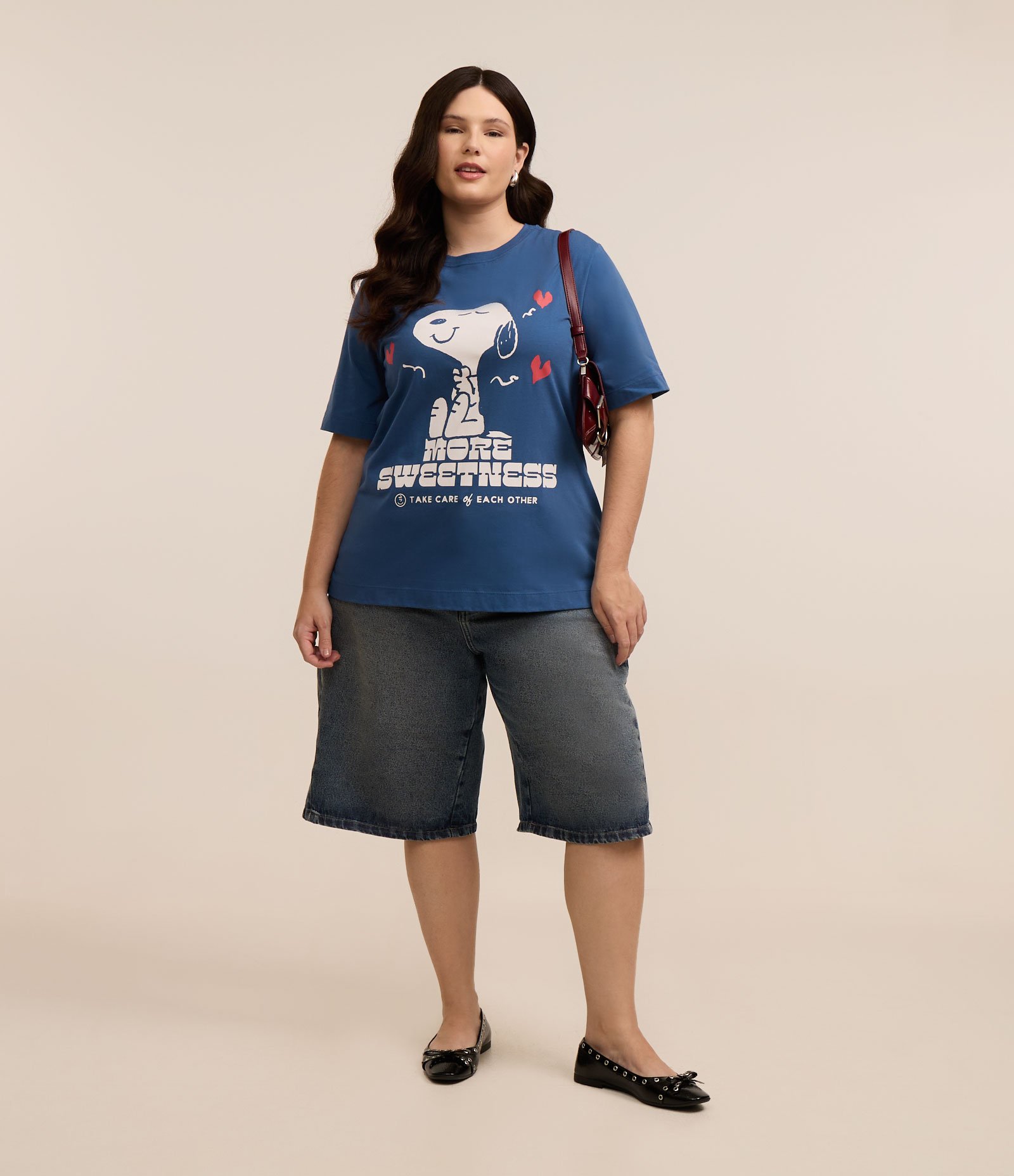 Camiseta em Algodão com Estampa do Snoopy Curve & Plus Size Azul 2
