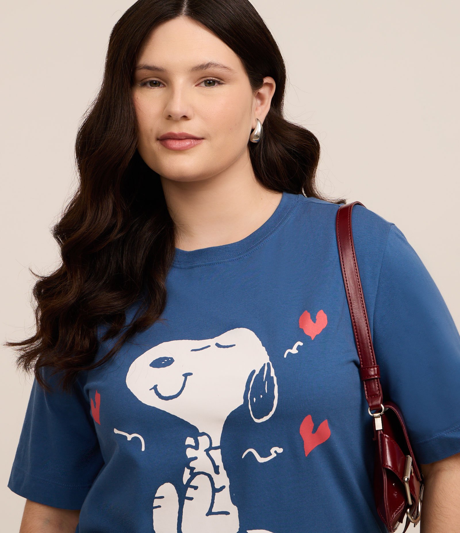 Camiseta em Algodão com Estampa do Snoopy Curve & Plus Size Azul 3