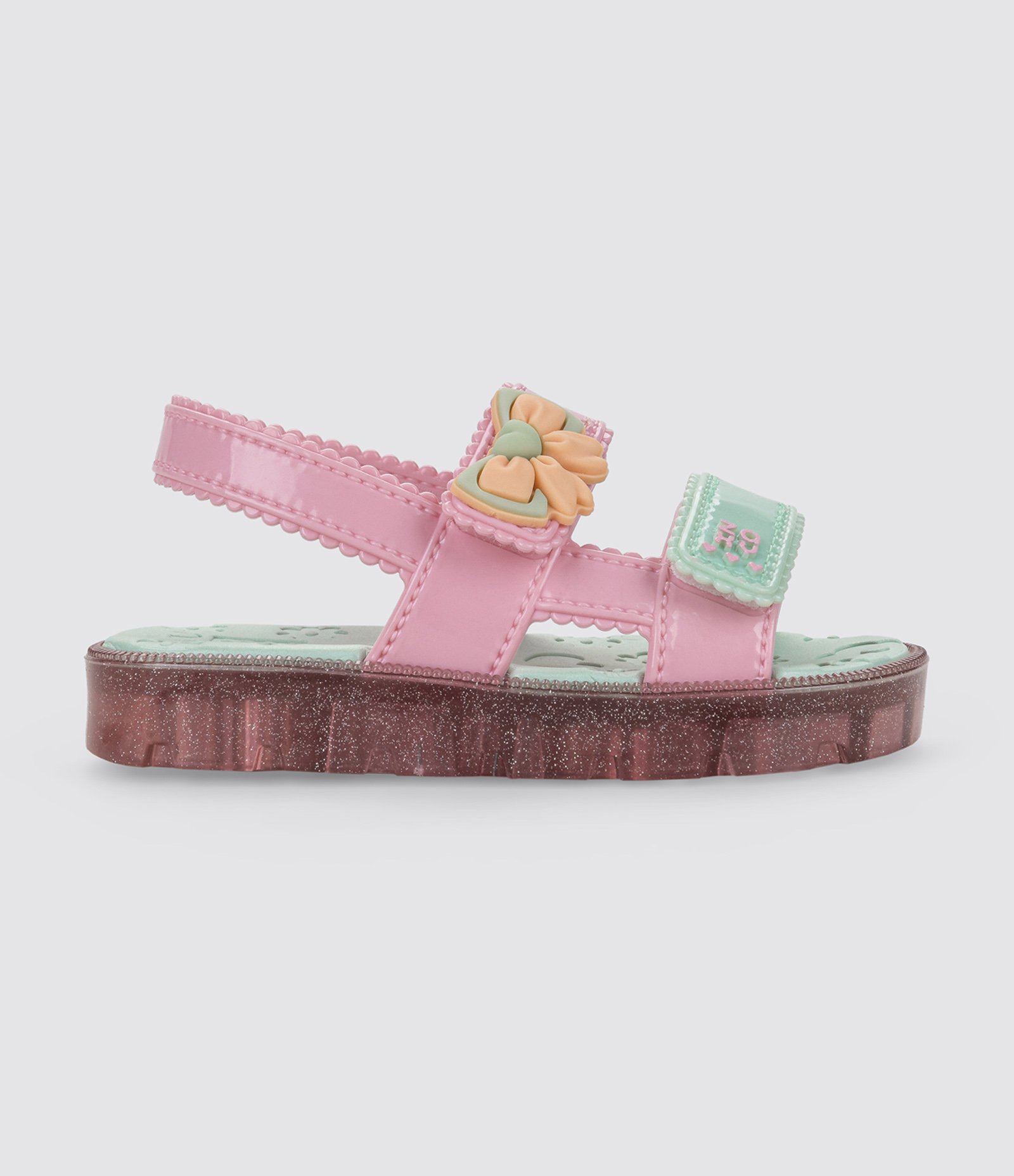 Sandália Infantil com Lacinho Zaxynina - Tam 19 a 27 Rosa/Verde 2