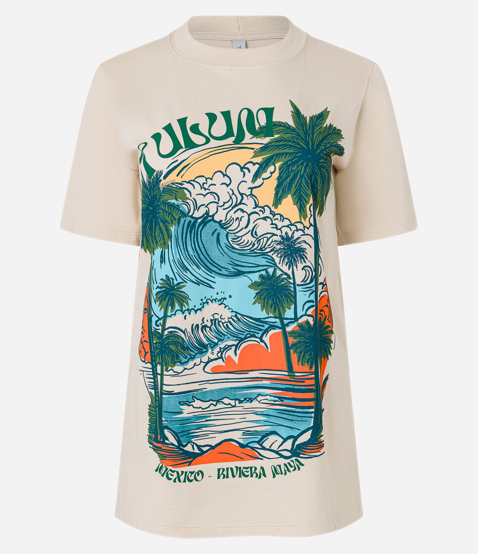 CamisetaT-shirt em Algodão com Estampa Tulum Bege 1