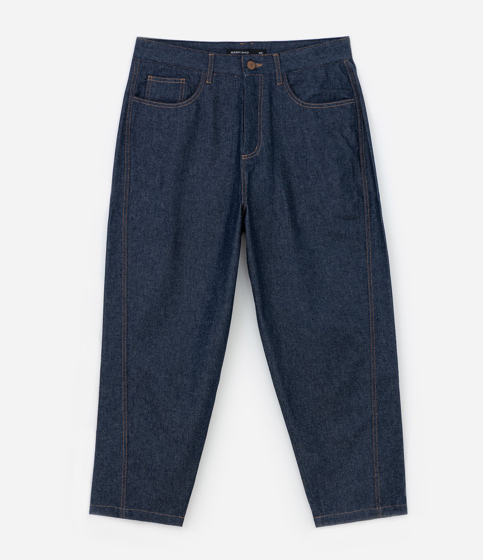 Calca em Jeans com Costura Contrastante Azul 5