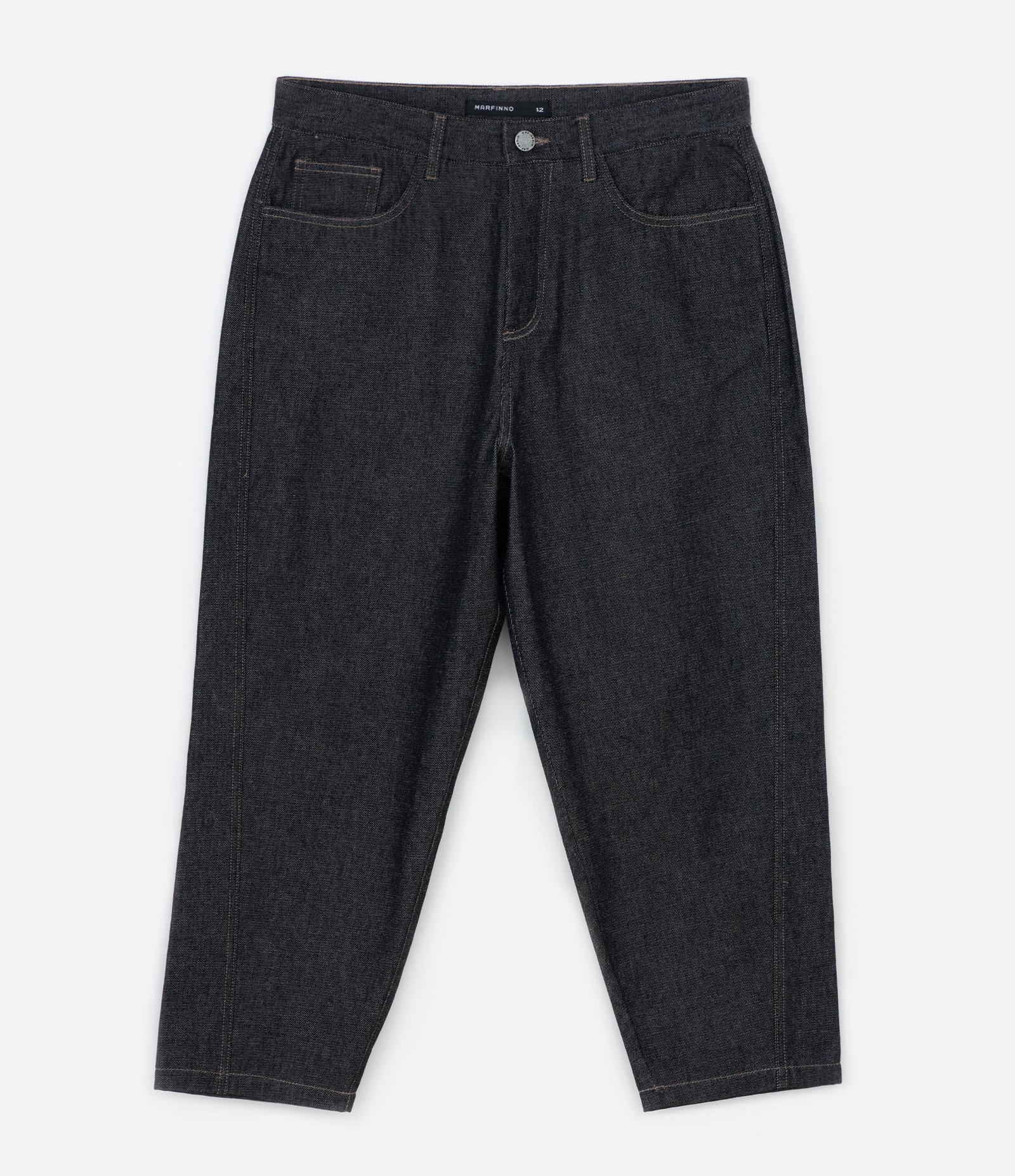 Calca em Jeans com Costura Contrastante Preto 5