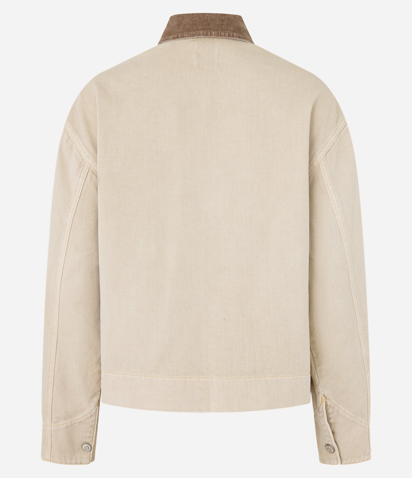 Jaqueta Worker em Sarja com Gola Contrastante Bege 2