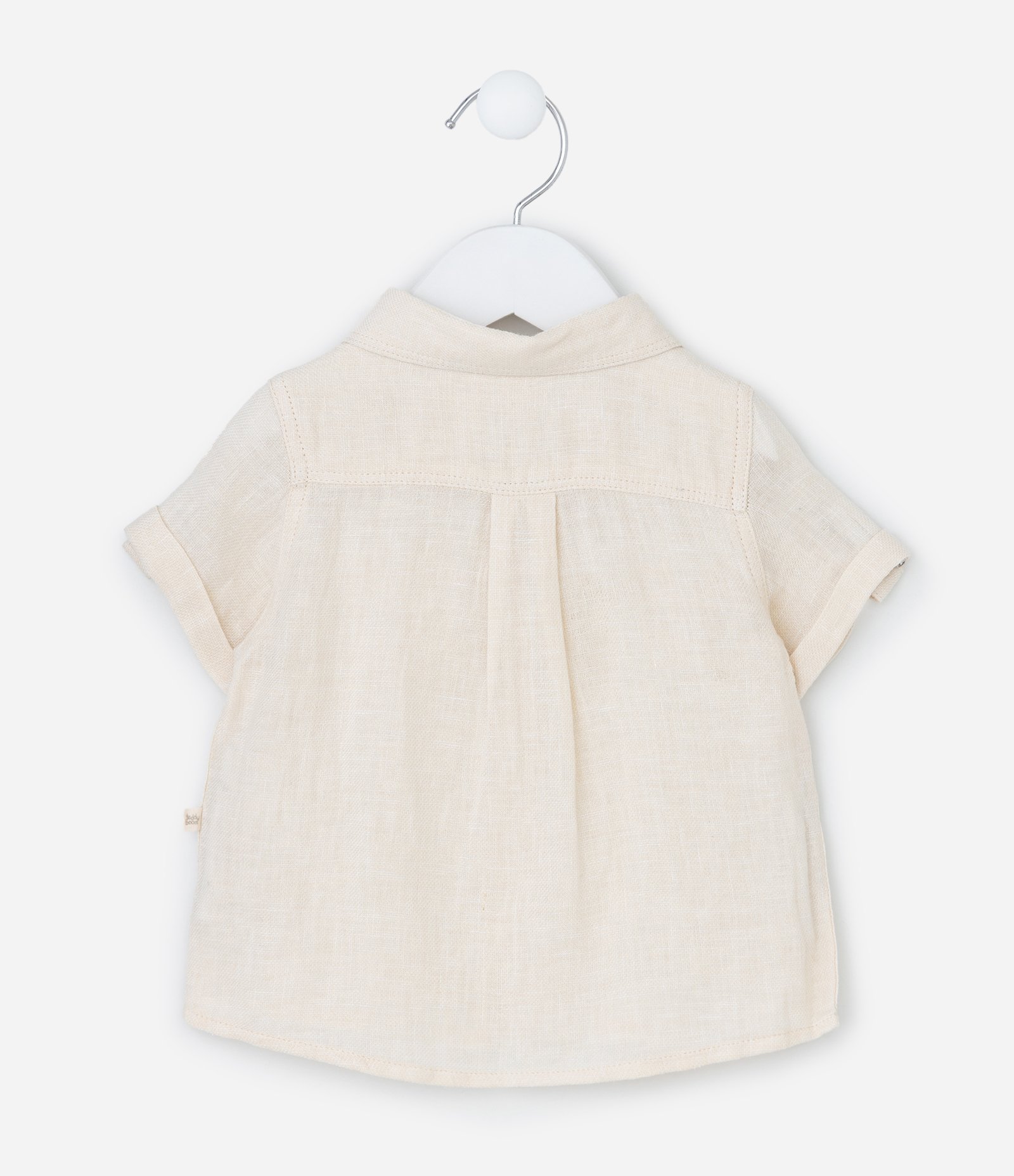 Camisa Infantil em Cambraia com Bolso - Tam 0 a 18 Meses Bege 3