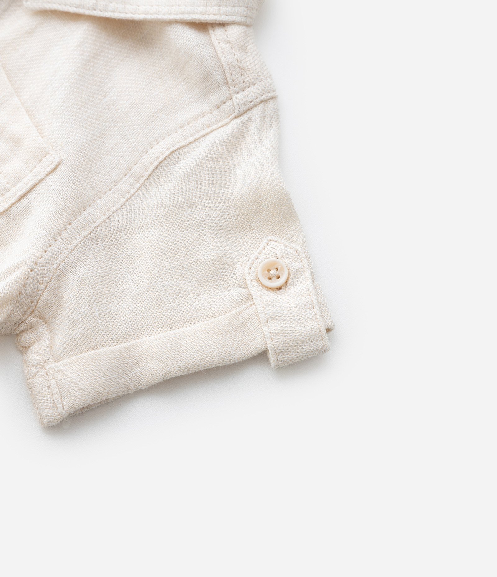 Camisa Infantil em Cambraia com Bolso - Tam 0 a 18 Meses Bege 7