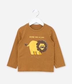 Camiseta Infantil com Estampa Leão 3D - Tam 1 a 6 Anos