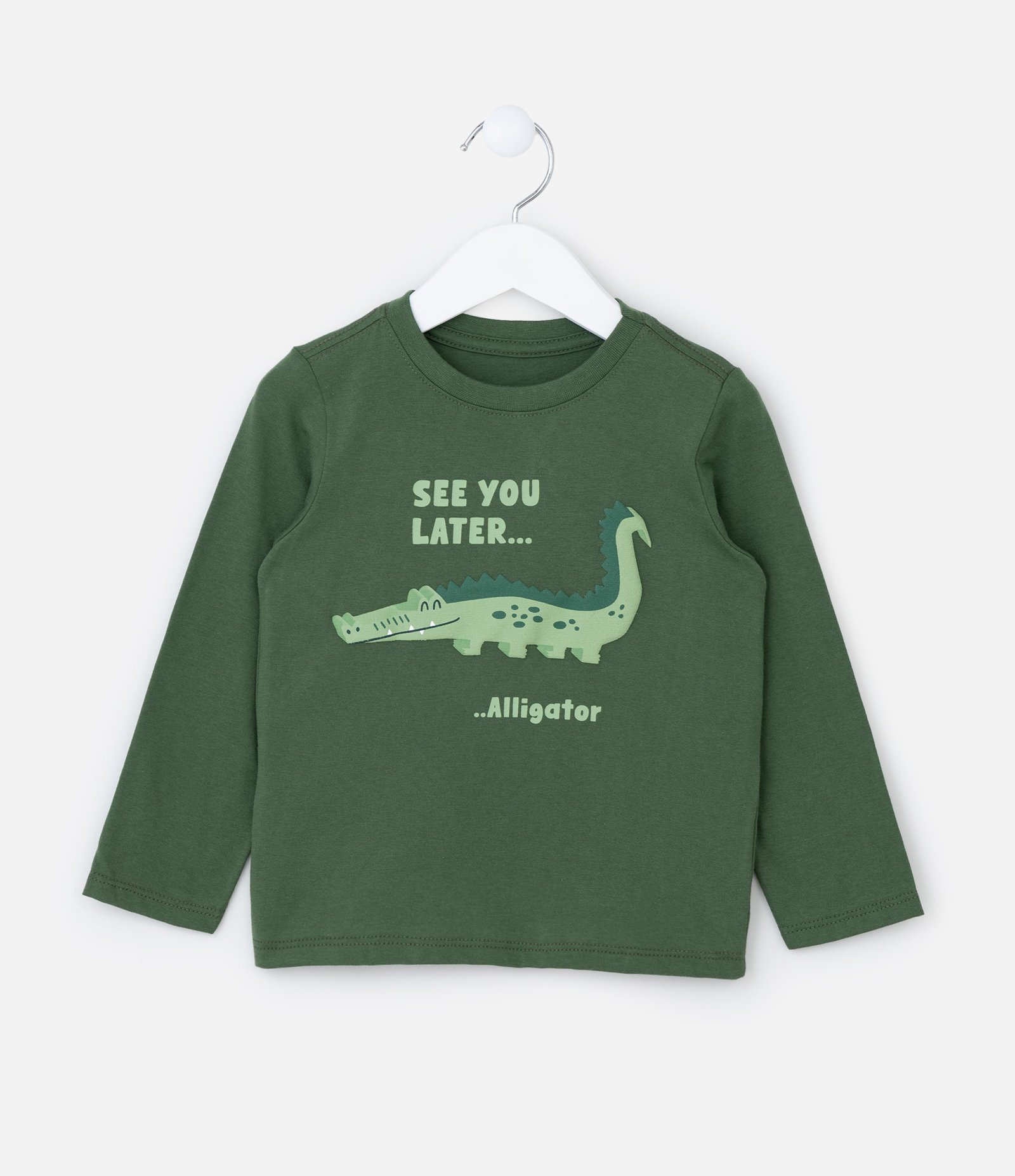 Camiseta Infantil com Estampa de Jacarézinho - Tam 1 a 6 Anos Verde 1