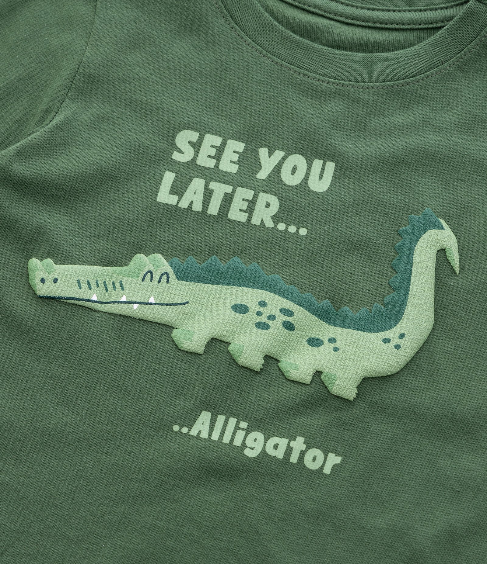 Camiseta Infantil com Estampa de Jacarézinho - Tam 1 a 6 Anos Verde 4