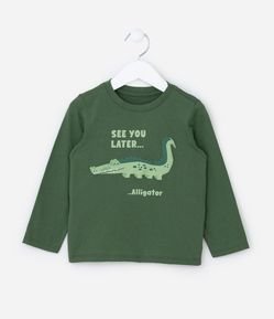 Camiseta Infantil com Estampa de Jacarézinho - Tam 1 a 6 Anos