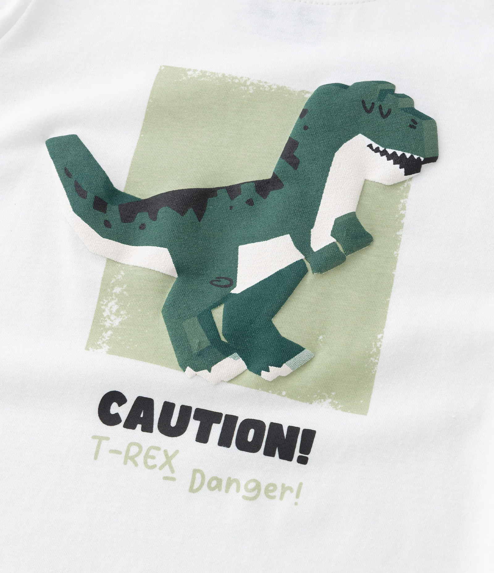Camiseta Infantil com Estampa Dino 3D - Tam 1 a 6 Anos Branco 4