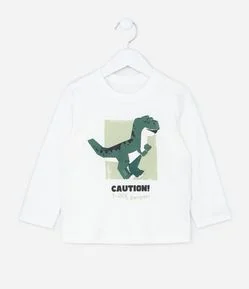 Camiseta Infantil com Estampa Dino 3D - Tam 1 a 6 Anos
