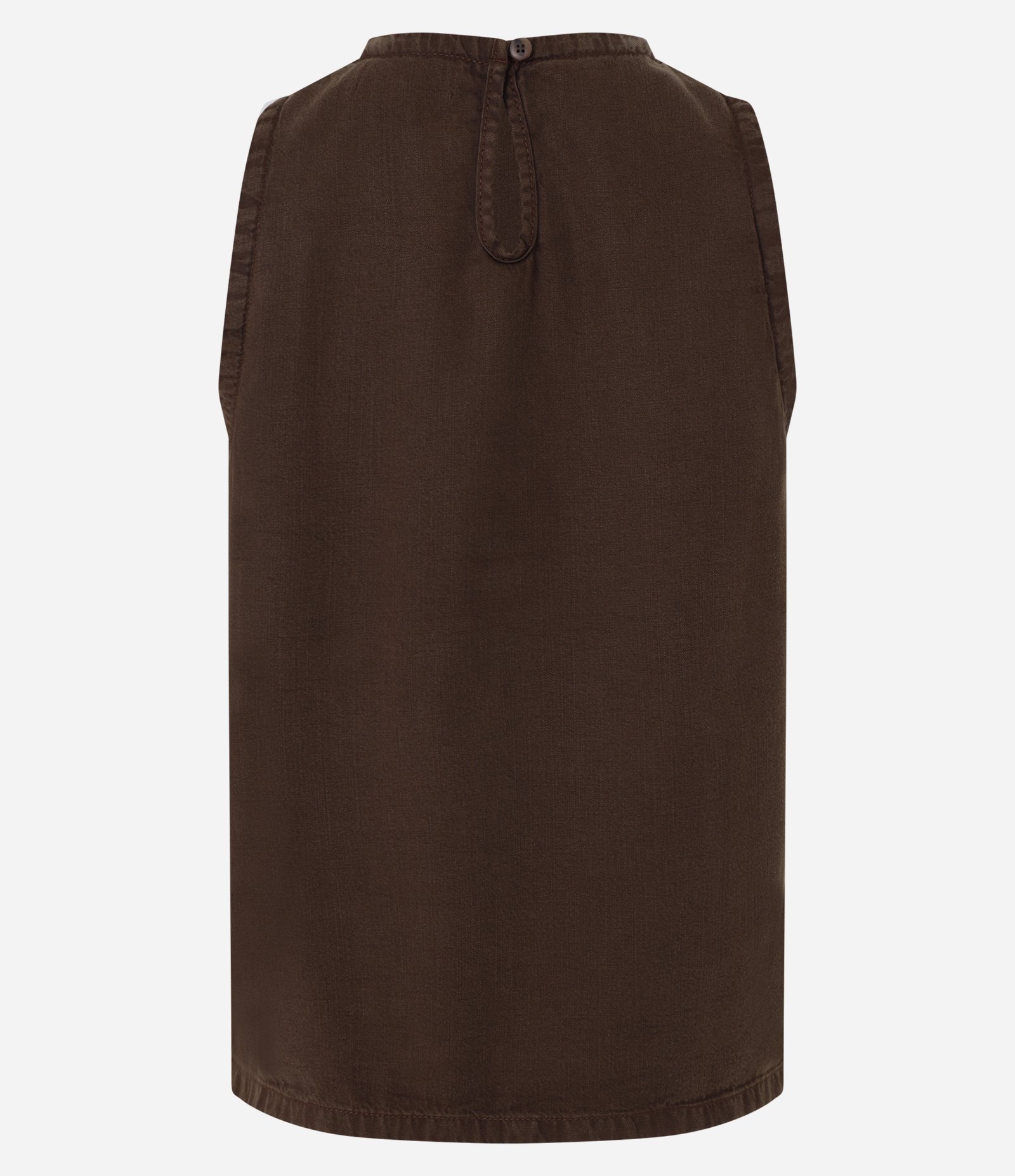 Blusa em Sarja sem Manga e com Fechamento Gota Marrom 7