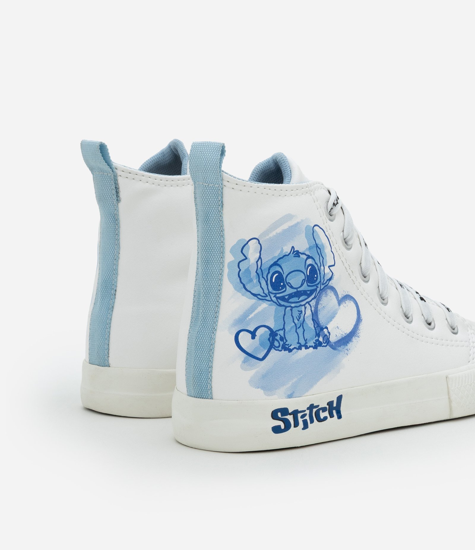 Tênis Infantil Abotinado com Biqueira e Estampa Stitch - Tam 26 a 34 Azul/Branco 2