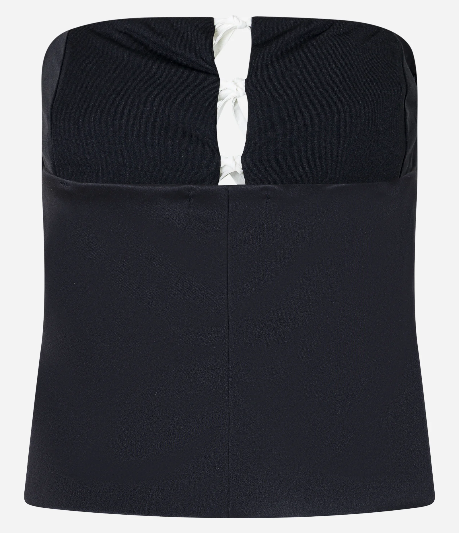 Corset em Crepe Tomara que Caia com Amarrações Contrastantes Preto 2