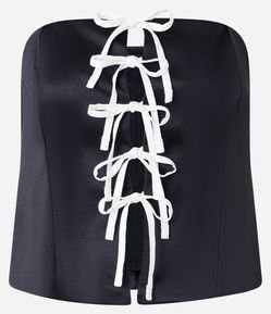 Corset em Crepe Tomara que Caia com Amarrações Contrastantes